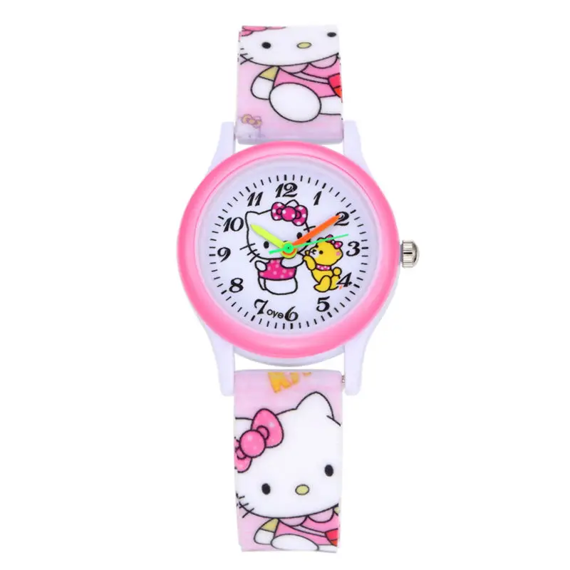 Мода 2019 г. Повседневное наручные часы для детей силиконовый ремешок аналоговые кварцевые наручные часы hello kitty Мальчик обувь девочек