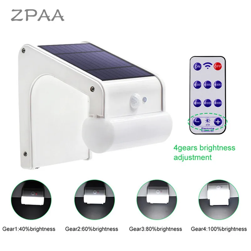 

LED Solar Garden Lamp Sensor Waterproof Outdoor 38 LED Brightness Adjustable 6Modes Wireless Remote Street Wall Security Lights