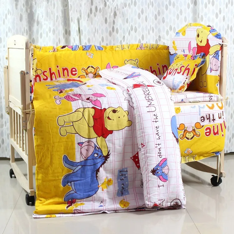 

Promotion! 6PCS Baby Crib Cot Bedding Set Baby Quilt Bumper Sheet ,unpick(3bumpers+matress+pillow+duvet)