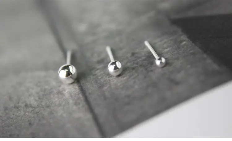 silver earring set Набор из 3 пар серег-гвоздики из стерлингового серебра 925 пробы 2 мм 3 мм 4 мм золотые крошечные серьги - Окраска металла: silver earring set