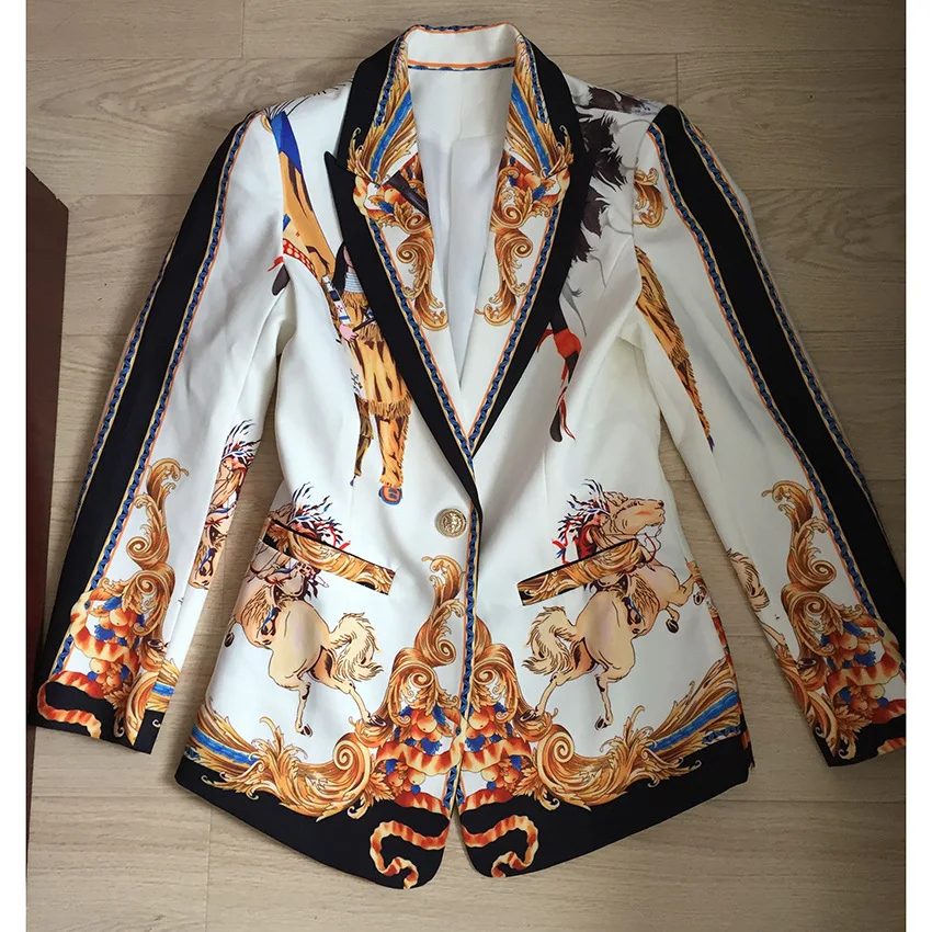 High Quautily Spring Pant Suits Women Casual Two Piece Set Blazer And Pencil Pants Suit Vintage Print Ladys Pantsuit High Quautily Spring Pant Suits Women Casual Two Piece Set Blazer And Pencil Pants Suit Vintage Print Ladys Pantsuit