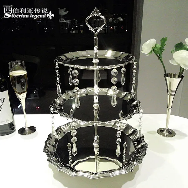 

3layers Fashion crystal 3120 fall cupcake cake dessert plate dessert rack fruit plate