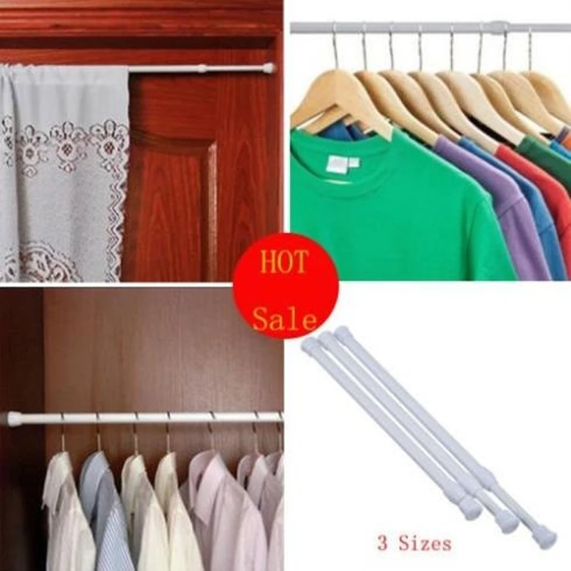 

Useful Extendable Telescopic Spring Net Voile Tension Curtain Rail Loaded Rod