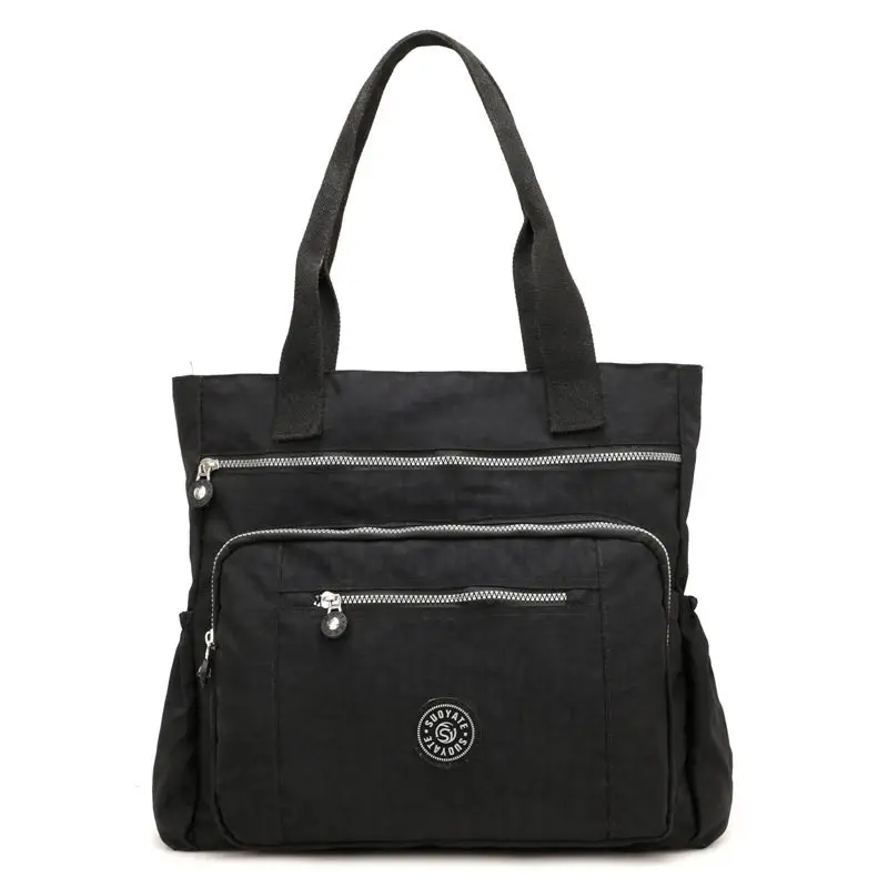 Женская Высококачественная нейлоновая сумка, повседневная большая сумка на плечо, модная вместительная сумка, брендовая дизайнерская Водонепроницаемая большая сумка L81 - Цвет: Черный