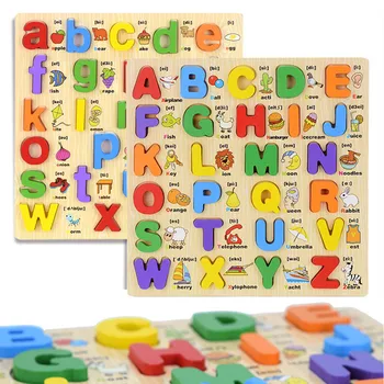 

3D Wooden Toys for Kids ABC Jigsaw Puzzle Baby Hand Grasp Cartoon Alphabet and Digit Learning Education Wood Toys for Children