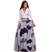 African Bazin Riche Dresses Sale Top Fashion Polyester Women 2017 Long African Retro National Style Wind Print Big Skirt