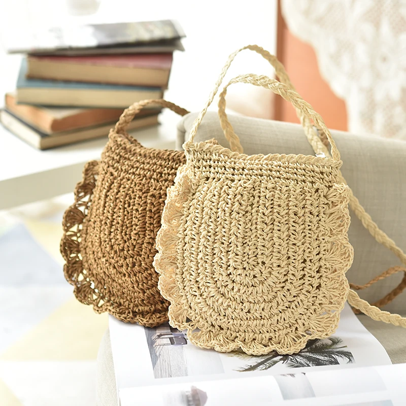 

Women Small Shoulder Bag Round Straw Beach Bags Female Travel Holiday Rattan Messenger Bag Wallet Handbags Ladies