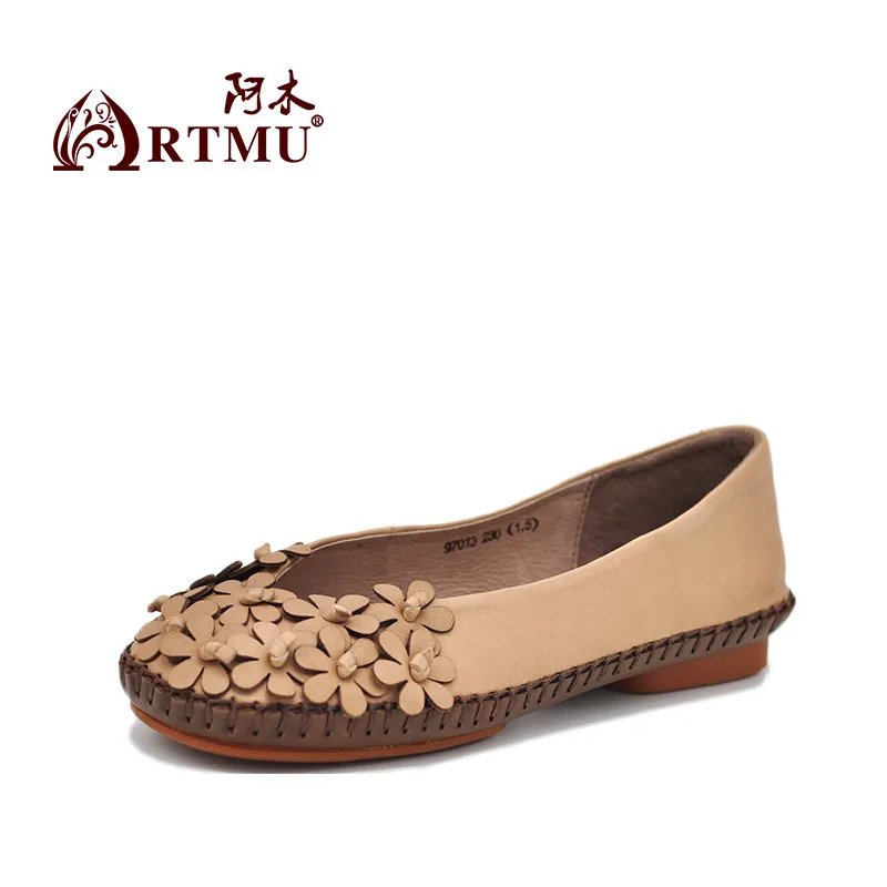 À pink En Doux Chaussures Robe Flowersballet La Artmu Femme Cuir Pour Confort Main Casual Mujer Blue sliver Femmes Sapatos Mignon xU8Bwv