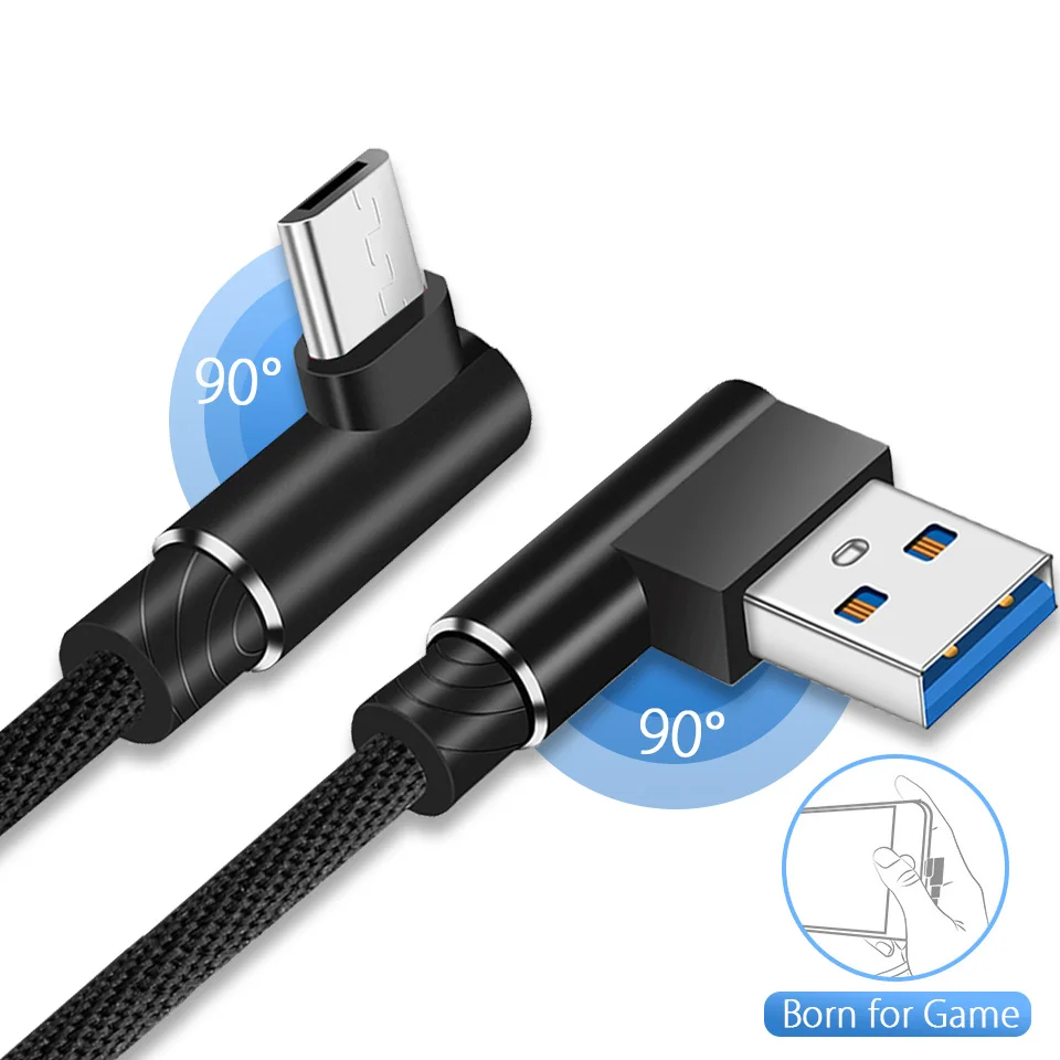 2 3 метра 90 градусов Micro Usb зарядки Кабель Micro-Usb телефонный кабель зарядное устройство для Android шнур для huawei Honor Play 8A Y7 Pro Y9