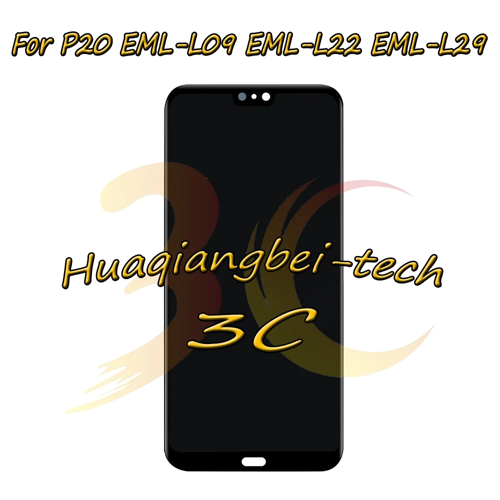 

5.8'' New Black For Huawei P20 EML-L09 EML-L22 EML-L29 Full LCD DIsplay + Touch Screen Digitizer Assembly With Frame 100% Tested