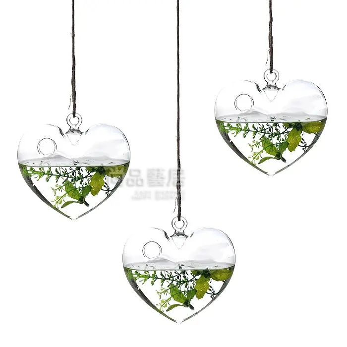 

4 inch Heart Shape Hanging Glass Flower Vase,USD33.00 for 6pcs/Each USD5.50