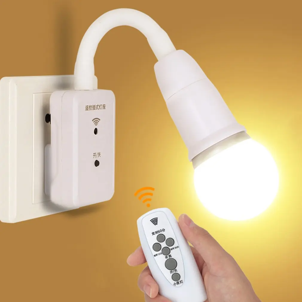 Intelligent LED Remote Control Lights Bedroom Bedside Lamp Wall Socket