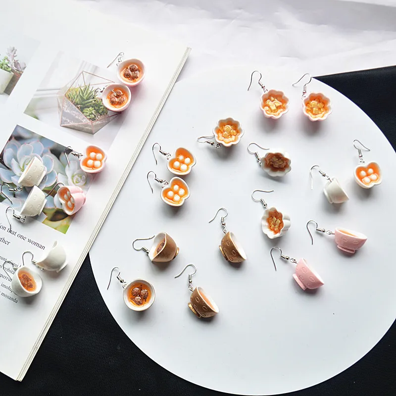 

Soup disc bowl Drop Earrings for Women Fashion Accessories Girl DIY Handmade Unique Personality Dangle Earrings Jewelry Gift