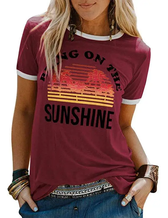 

Bring On The Sunshine Women Cotton T-Shirt Fashion Print Top Tees O Neck Short Sleeve t shirt Summer Harajuku Casual T Shirt