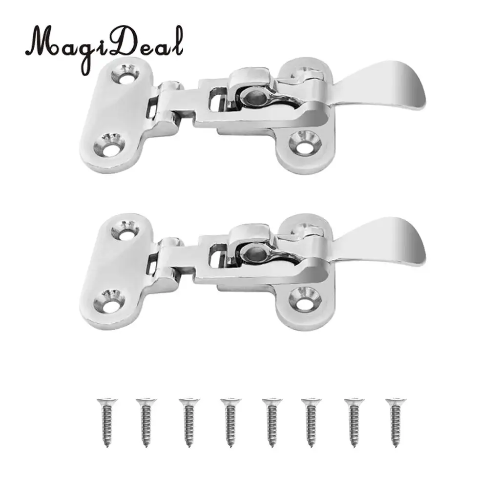 MagiDeal New Hot Sale 2Pcs Stainless Steel Marine Boat Anti-Rattle Latch Fastener Clamp for Locker Yacht Door Application Silver