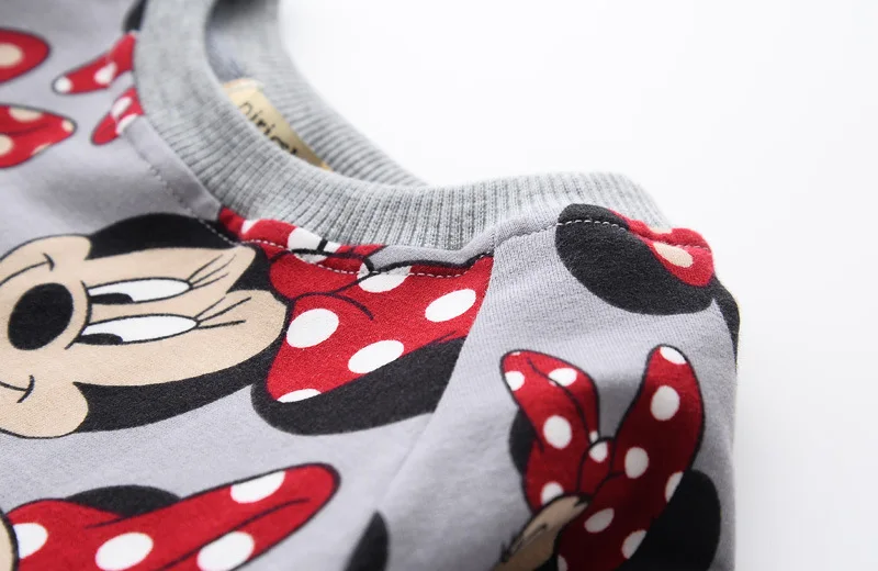 Детские рубашки для девочек топы с длинными рукавами и рисунком Минни, милый пуловер для девочек, свитер детская одежда осенне-весенняя одежда с Микки Маусом