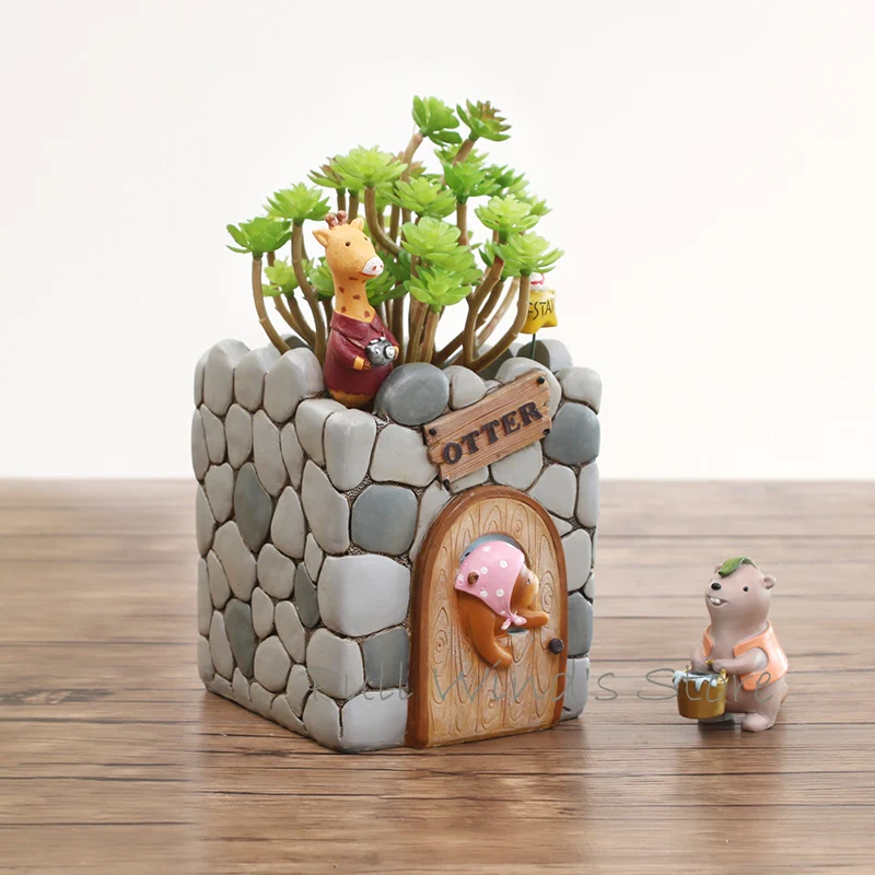Cute little Otters flower pot Creative animal desktop small flower pots simple plant potspot