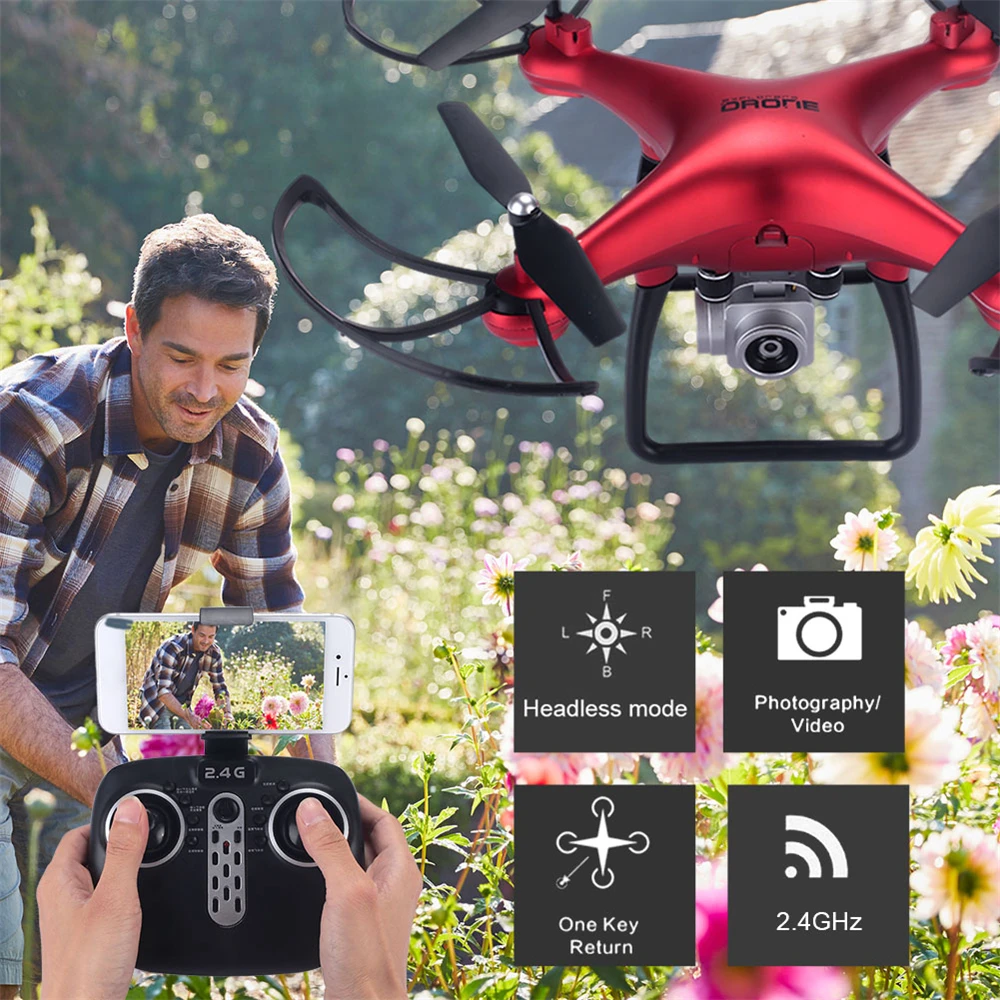 Lensoul Wi Fi 2 4 ГГц 3D рулон Безголовый режим Full HD 2MP 0.3MP камера Дрон оси удержание высоты