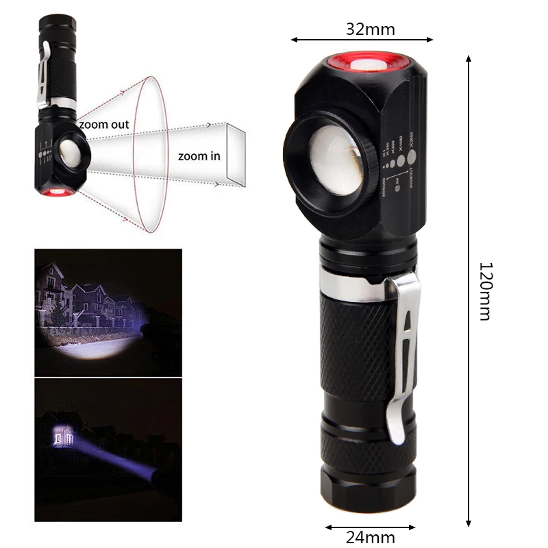 Direito ao ar Lâmpada do Farol com Usb 18650 Acampamento Farol 1000 Lumens Ângulo Livre da Charge Direto Multifuncional Farol Focando 2 ângulo direito ao ar livre farol com