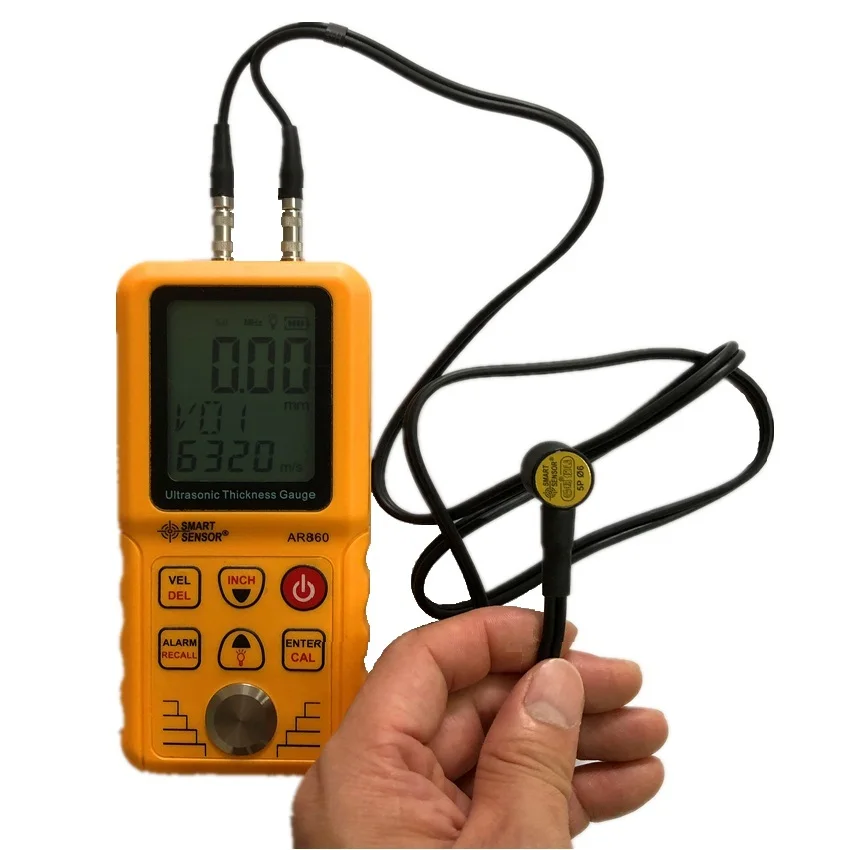

Ultrasonic Thickness Gauge Meter Metal thickness instrument Range 5MHz , 1-9999m/s, 1.0-300mm(steel) Smart Sensor AR860