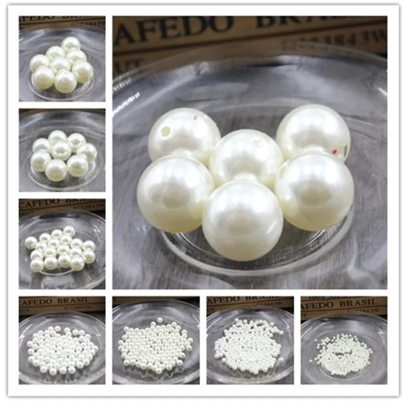 

3-20mm Pearl Cabochon Round White Pearl Imitation ABS Beads Jewelry Findings DIY Phone Case High Quality