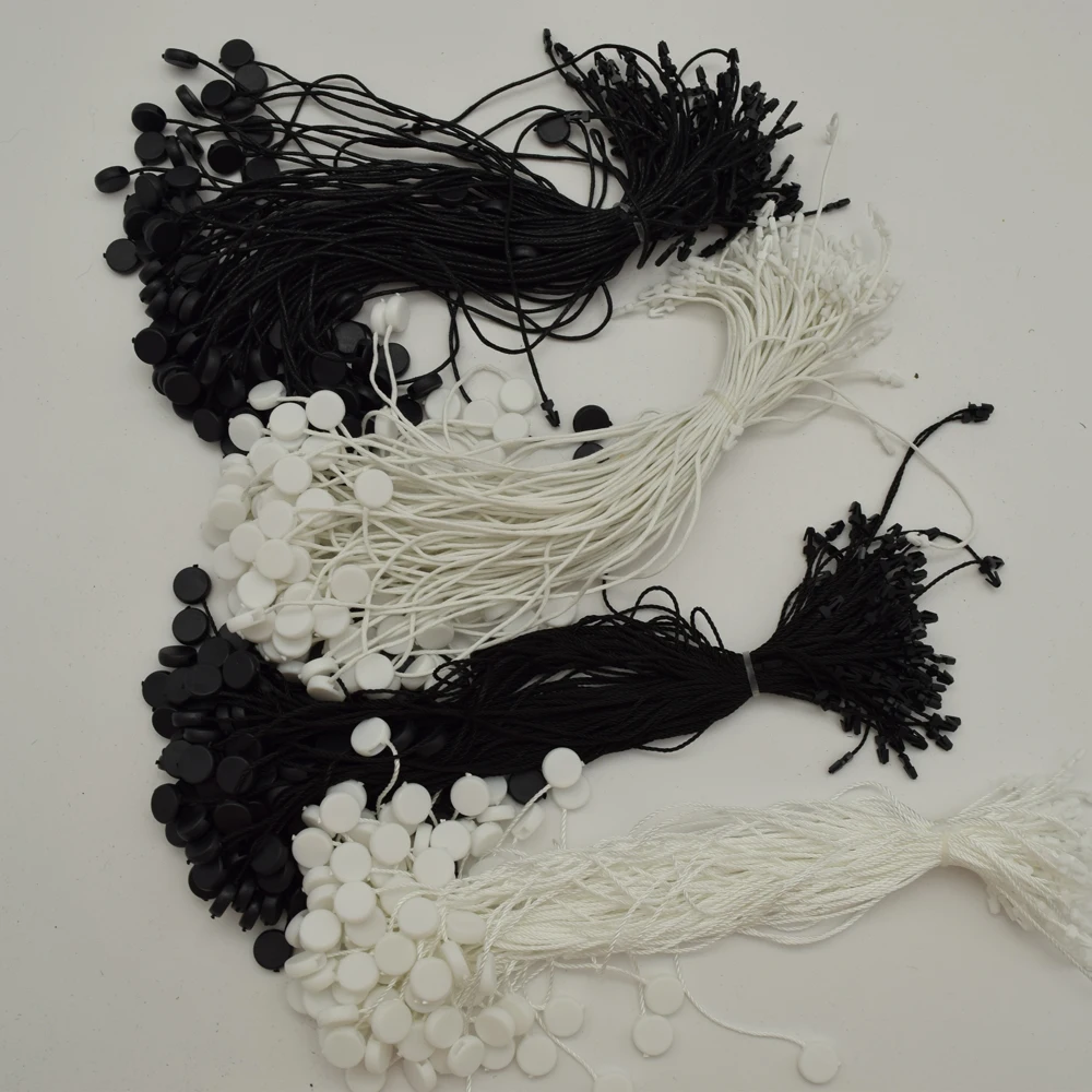 

980pcs/lot Length: 20cm Round head Waxed and polyester cord Hang Tag String Snap Lock Pin Ties suspender for tag/garment