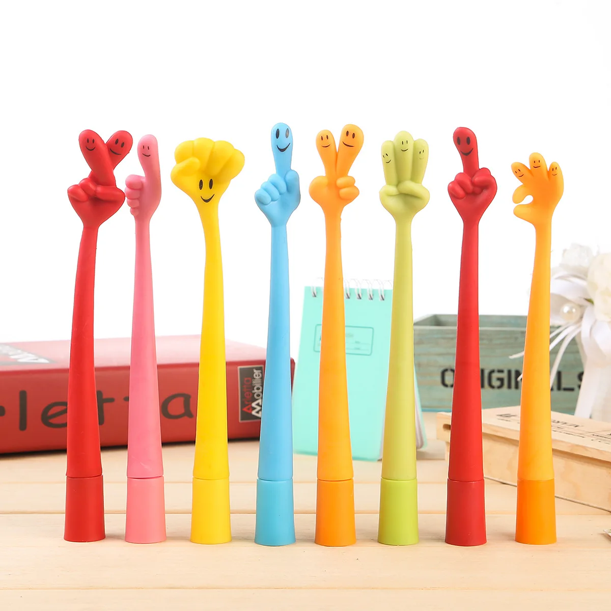 

10 pcs creative stationery Hands shape bending pen Ballpoint pen Cute cartoon finger pen