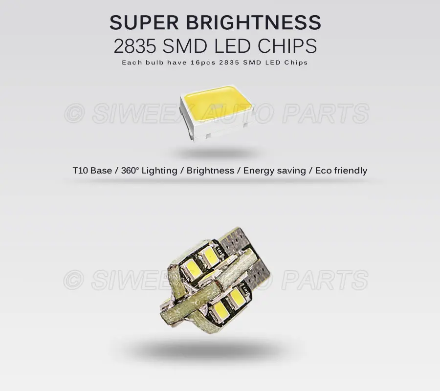 10 шт. W5W 194 2825 T10 16 SMD светильники 192 168 светодиодный автомобиль Купол Чтение Боковой габаритный фонарь лампа белого теплого 12V