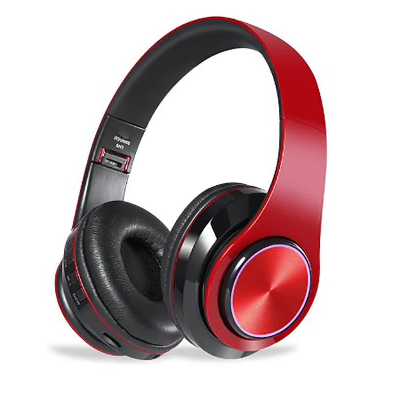 Smart Bluetooth headphone stereo noise cancelling Portable sport music wired+wireless foldable seven color lightemitting headset