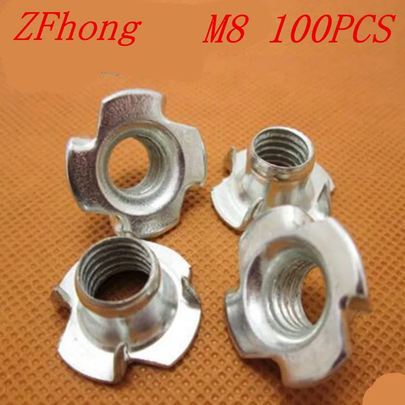 100PCS M8 Captive T Nuts Pronged Tee Blind Zinc Plated Carbon Steel | Обустройство дома