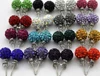 20pair/lot 10mm disco ball bead mixed white multicolor stainless steel Crystal Beads stud  earrings silver plated p745 1