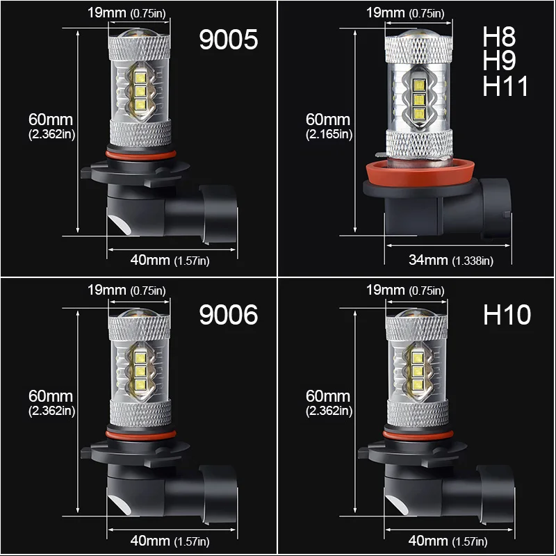 NAO 2x h11 led Противотуманные фары Дневные Фары Светильник H8 H16 авто светодиодный светильник hb4 HB3 DRL лампы 9006 автомобилей h9 h10 9005 лампа для авто 80 Вт 6000K 1600LM