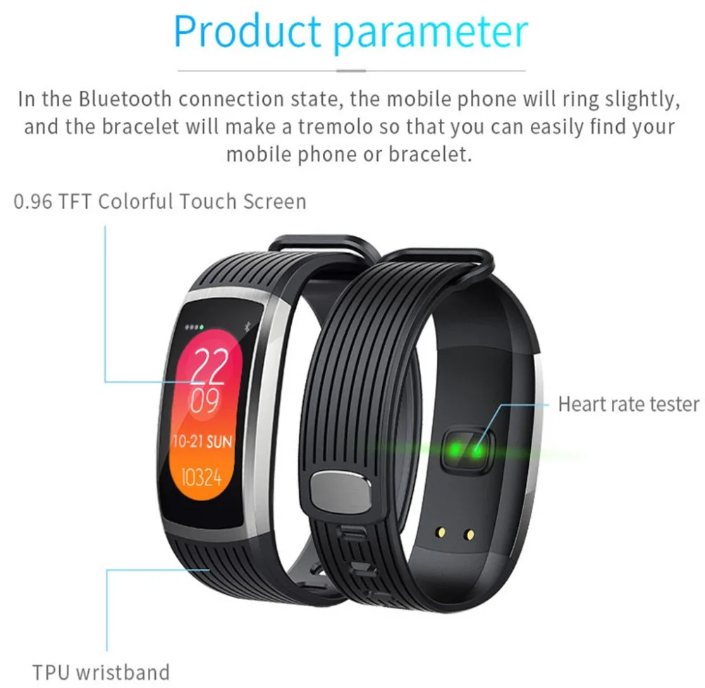 2019 New Design Bluetooth Heart Rate Blood pressure Monitor Intelligent waterproof Sport Smart Watch Pedometer for Android iOS