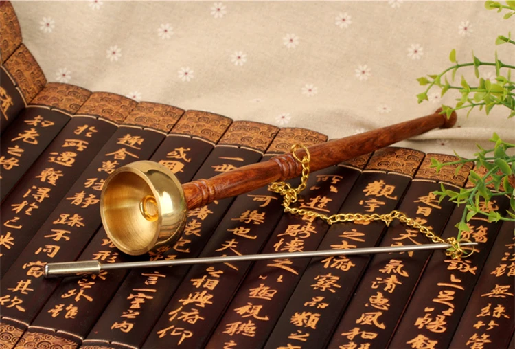 Китайский классический сохраняющийся Шарм Formosa Высококачественная Чистая медь деревянная ручка перевернутый колокольчик пение буддийские Писания
