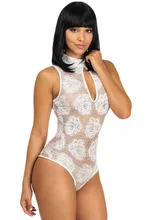 Women Skinny Lace Bodysuit 2016 Summer New Lady Club Sleeveless Turtleneck Cut Out Body Suits Romper One Piece Overalls Jumpsuit
