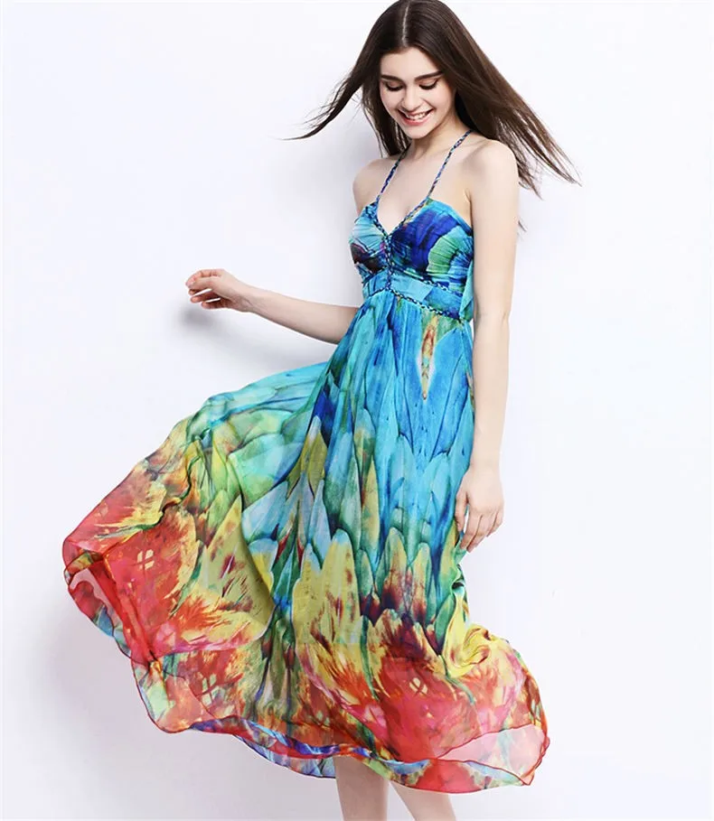 2017 Flower Elegante Deniz Pura Sun States de Princess de Long Beach Holiday Vestido Boho Nazan Vestido Dollar Mulheres Frete Seda mulheres United Dress Floral grátis USD Estilo das Imprimir Verão 6 2017 Flower Elegante Deniz 6