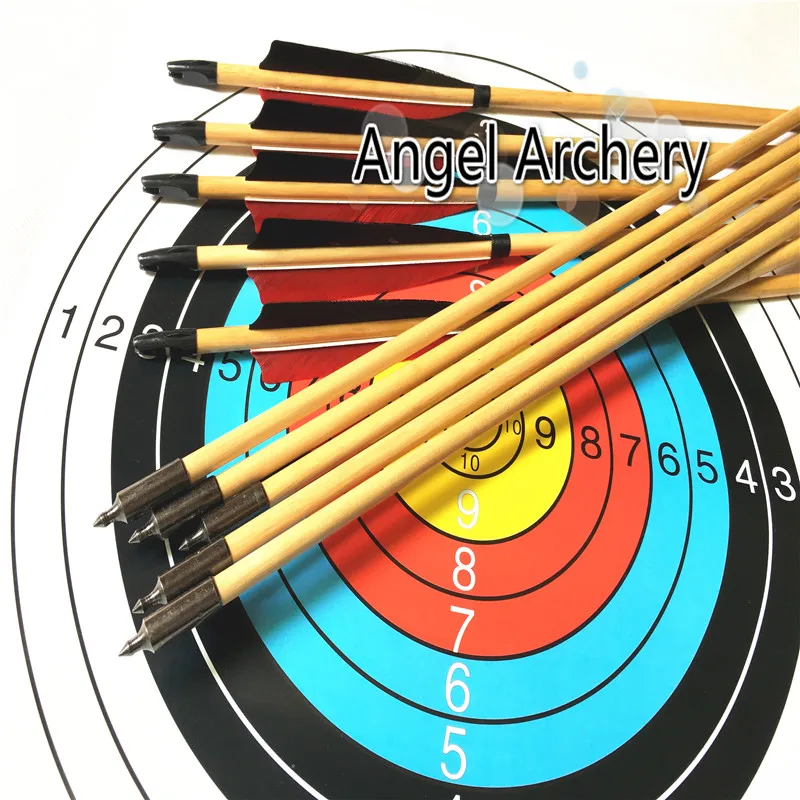 12PCS HANDMADE BLACK WOOD ARROWS HUNTING 125GR BROADHEADS ARCHERY FOR RECURVE