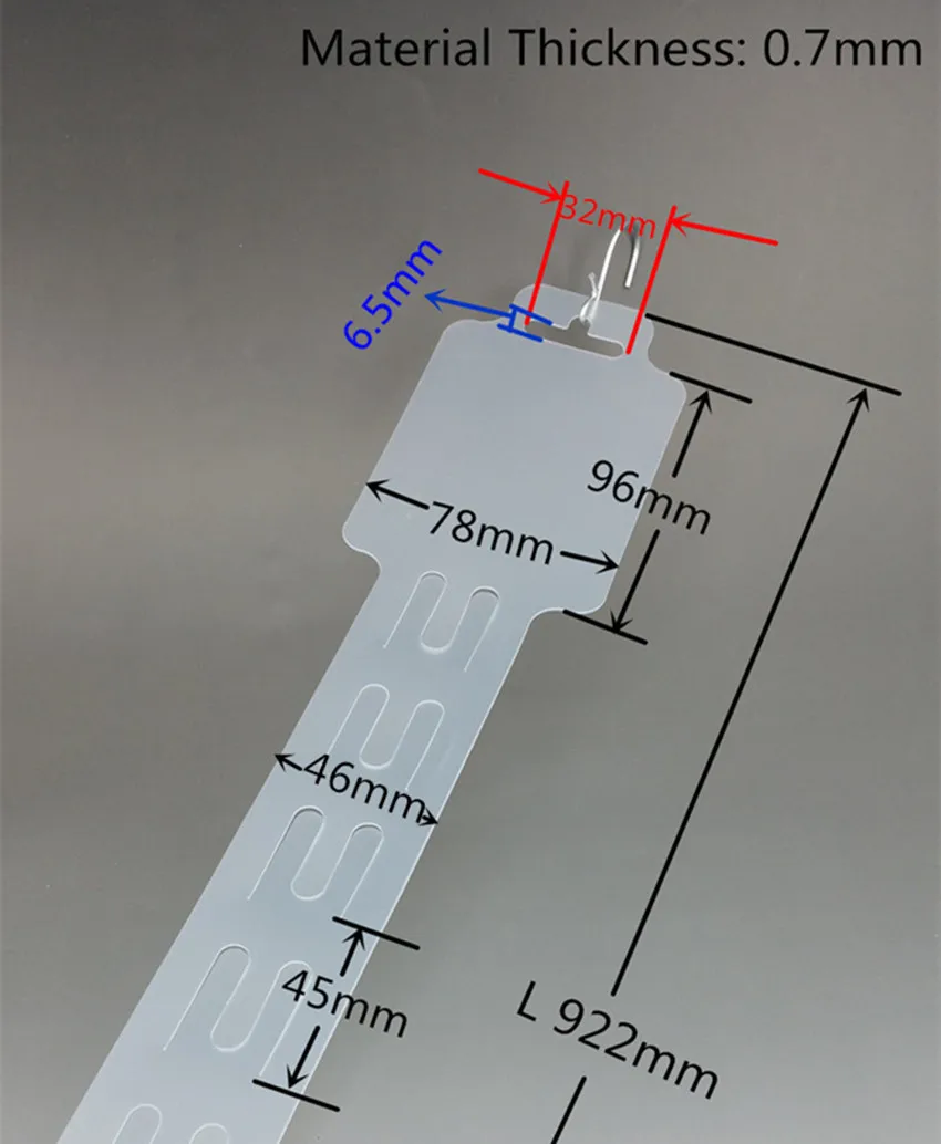 L 922 мм Пластик Clear pp розничной висит мерчендайзинга продукции клип полосы 18 шт. продукты Дисплей в супермаркет Store 2000 шт