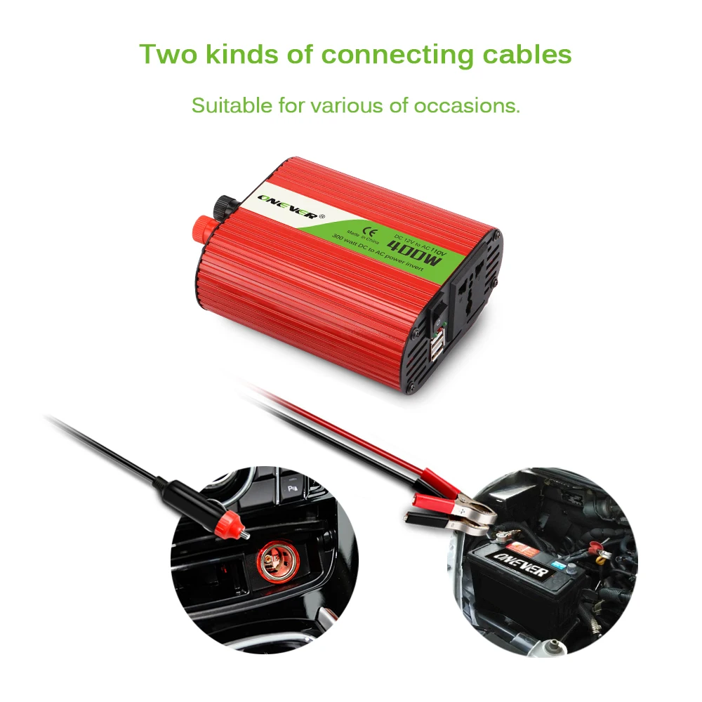 400 Вт автомобильный преобразователь мощности DC 12 V в AC 110 V модифицированная Синусоидальная волна с двойным USB 5 V выходным автомобильным