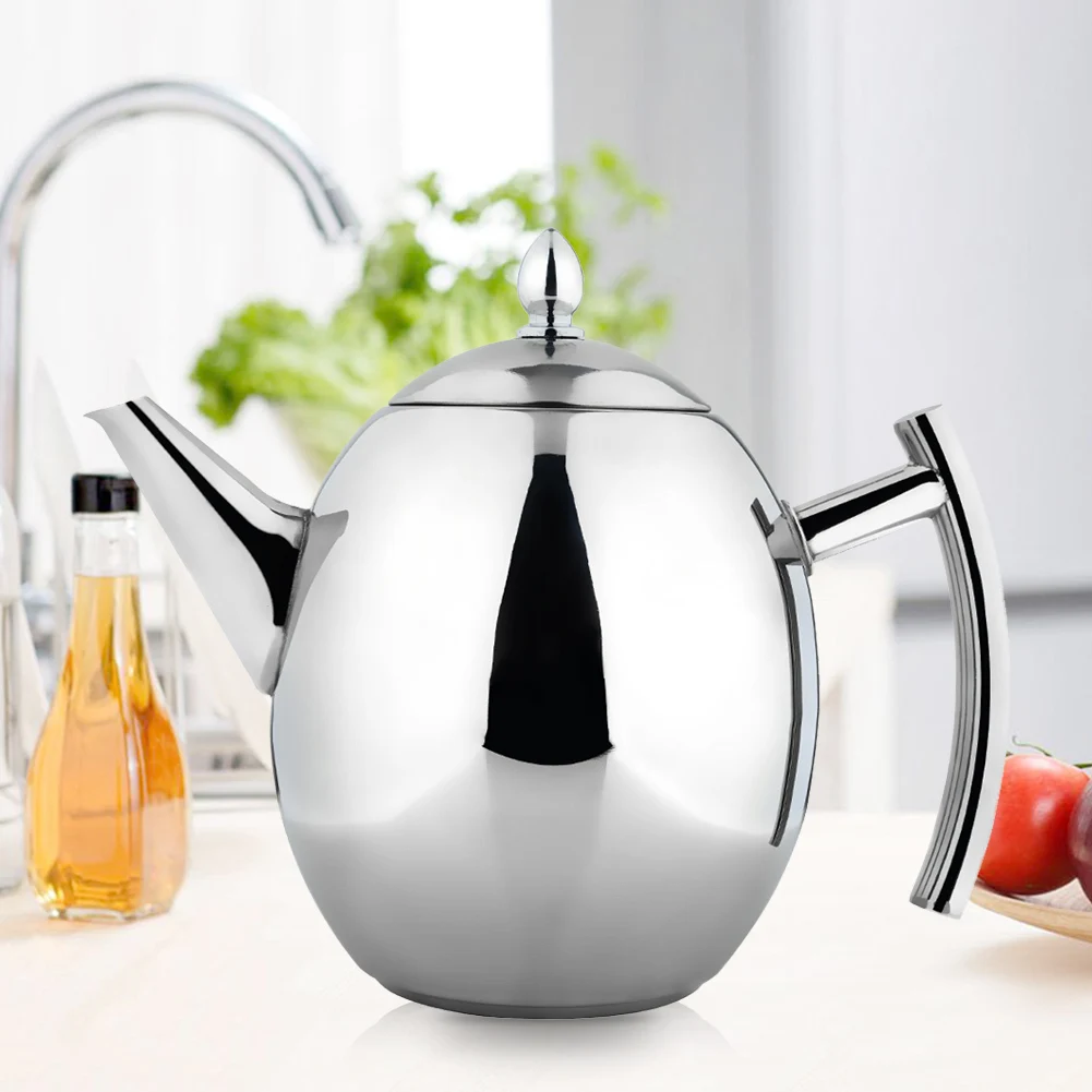 

Durable Sliver Teapot Coffee Tea Kettles Cold Hot Water Pot Kettle With Strainer Home Kitchen Tea Tools 1000ml 1500ml