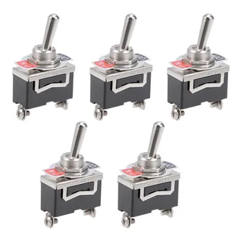 

Uxcell SPST Latching Rocker Toggle Switch Green Red LED Light 20A 12V 3P ON-OFF Round Rod Or 2P Black with Plate 5Pcs Switches