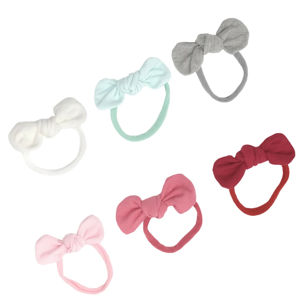 

24pcs/lot 4Colors 4'*1'' Cotton Beanie Bows Nylon Baby Headband Photography Props Infrant Hair Accessory Kidocheese