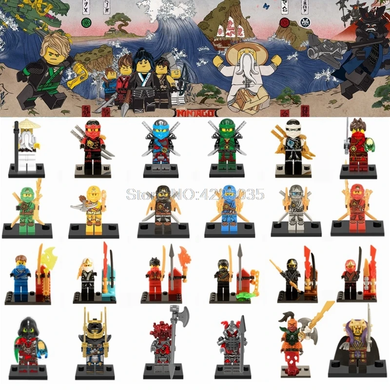 

Legoing Ninjago Figures Building Blocks Kai Jay Cole Zane Lloyd Master Wu Nya Garmadon Ninja Movie Set Toys For Children Ninjago