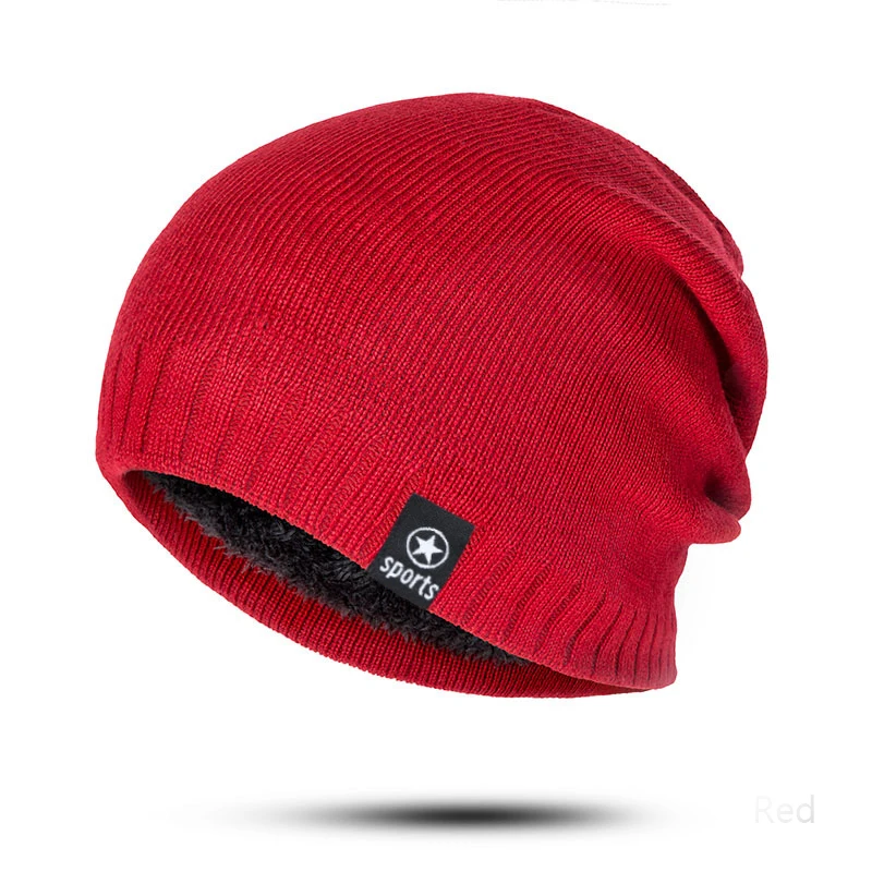 

Hot Winter Hat For Men Women Knitted Plus Velvet Hat 4 Colors Autumn Warm Skullies Beanies Unisex Fashion
