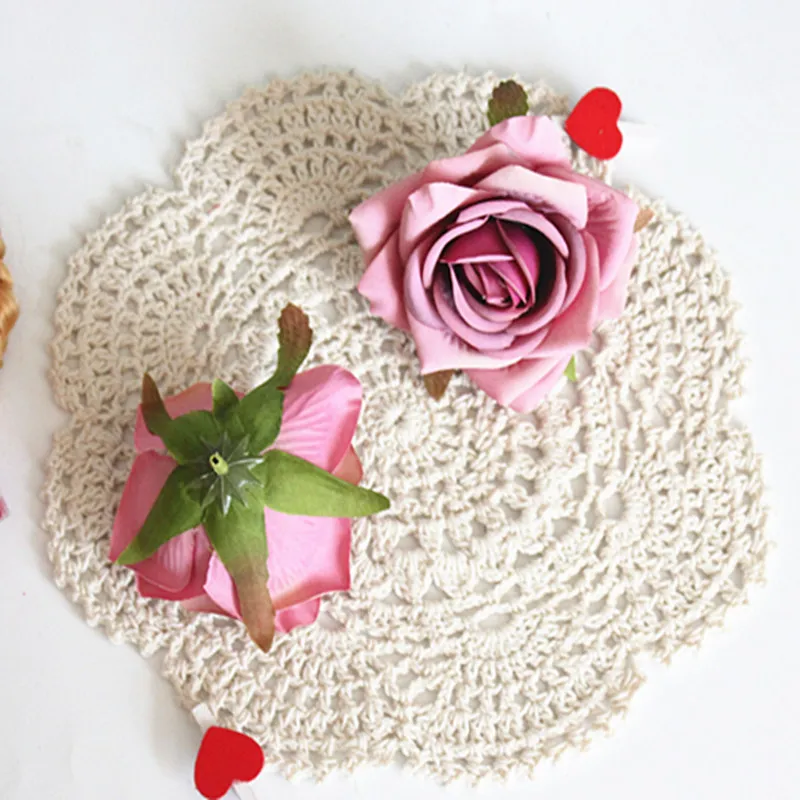 1 шт. искусственный Шелковый цветок с розами, свадебное украшение для дома, цветочный венок ручной работы, недорогие искусственные цветы - Цвет: Vintage rose red