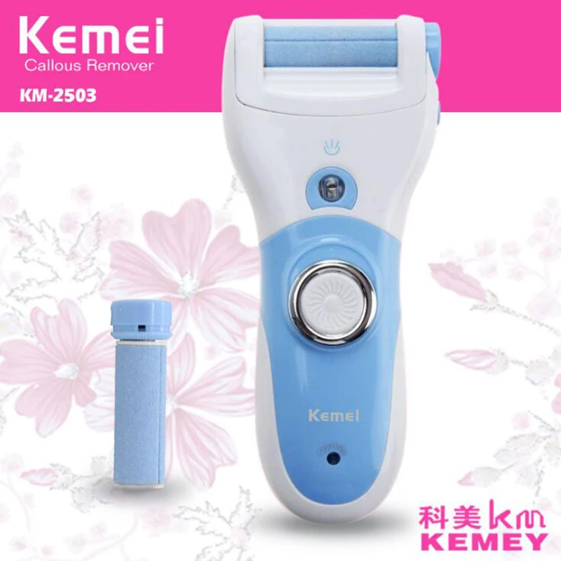 

Kemei KM-2503 Electronic Foot File 2 Blades Rechargeable Pedicure Machine Electric Foot File Dead Skin Remover