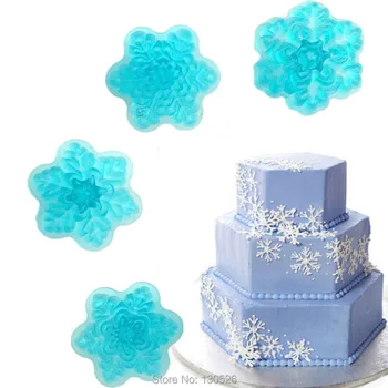 

4Pcs Flower snow Shape Fondant Cake Sugarcraft Equipment Christmas Mold Embosser Cutter Icing Decorating DIY Cake Mold Tools