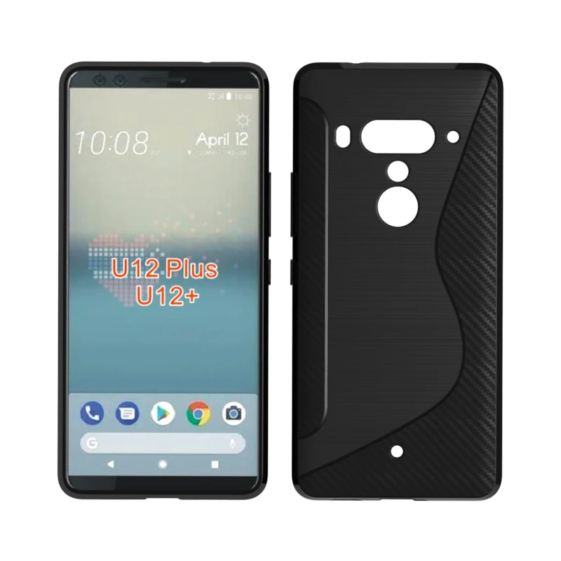 

black shockproof Anti-skid S Line TPU Gel Skin Case Cover For HTC U12 PLUS/U12+
