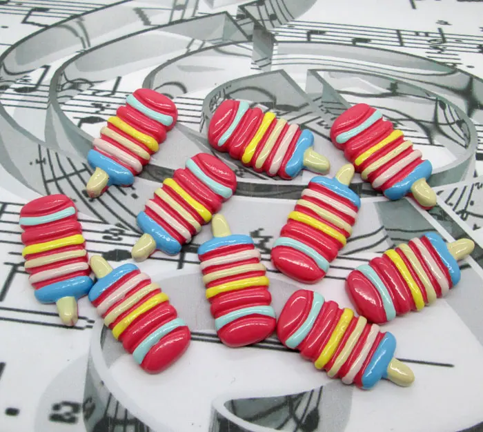 

20Pcs Colorful Ice Cream Resin Crafts Kawaii Bead Flatback Cabochon Fridge Magnet Scrapbook DIY Accessories Buttons