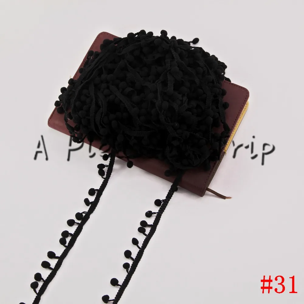 

20Yards/lot Black pompom trim 20mm(pom size 10mm)ball Ribbon Trim Bobble Braid Christmas lace decoration fringe sewing